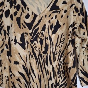 Jones New York Collection Beig and Black Animal Print in XL